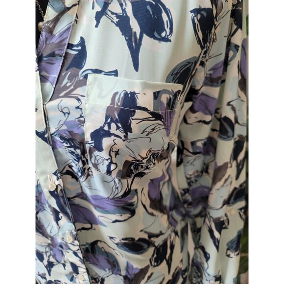 The Limited Button Up Blouse Women's Small Multicolor Floral Long Sleeve Stretch - Picture 5 of 11